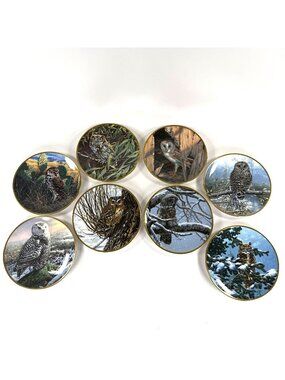 Set Of 8 Hamilton Spode John Seerey Lester Noble Owls Of America Plates 9.5 Inch